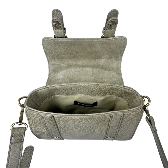 Anthropologie Aidy Crossbody Bag Small Buckle Flap Moss Green Gray Purse - Picture 4 of 12